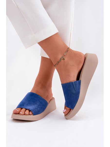 Women's Suede Wedge Sandals Panto Fino Blue RR267041