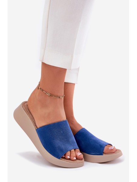 Women's Suede Wedge Sandals Panto Fino Blue RR267041