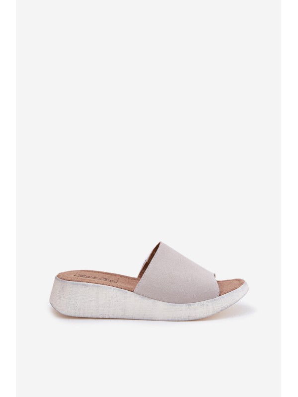 Suede Women Wedge Sandals Panto Fino RR267044 Gray