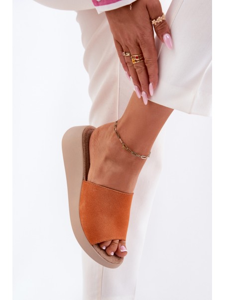 Women's Suede Wedge Sandals Panto Fino Orange RR267039