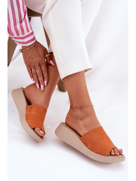 Women's Suede Wedge Sandals Panto Fino Orange RR267039