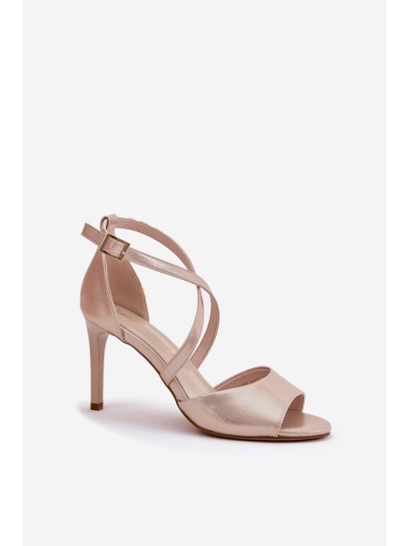 Sandals With Intertwined Straps On Heels Sergio Leone SK432 Golden Satin