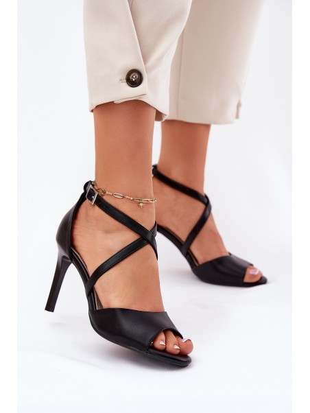 Sandals With Intertwining Straps On A Stiletto Sergio Leone SK432 Black