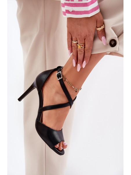 Sandals With Intertwining Straps On A Stiletto Sergio Leone SK432 Black