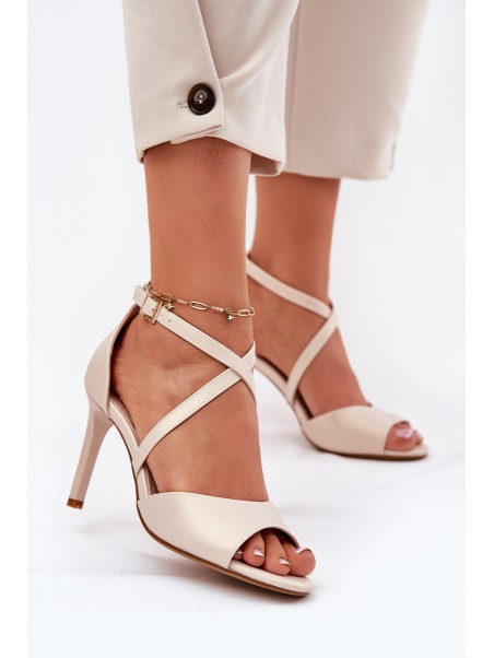 Sandals With Intertwined Straps On A Stiletto Pearl Beige Sergio Leone SK432