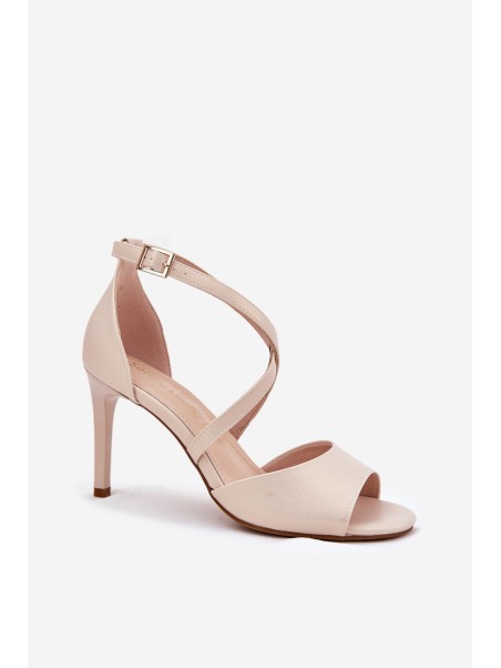 Sandals With Intertwined Straps On A Stiletto Pearl Beige Sergio Leone SK432