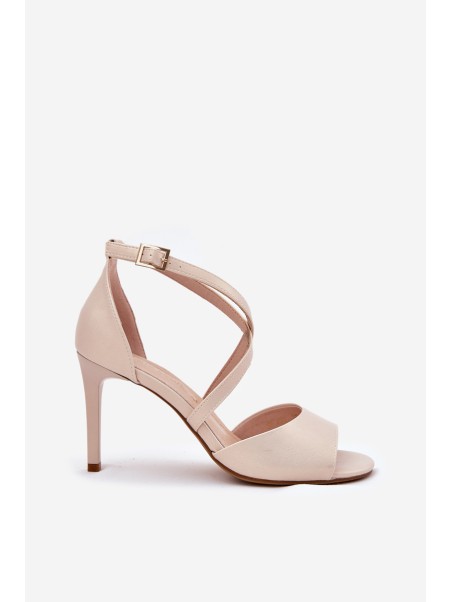 Sandals With Intertwined Straps On A Stiletto Pearl Beige Sergio Leone SK432