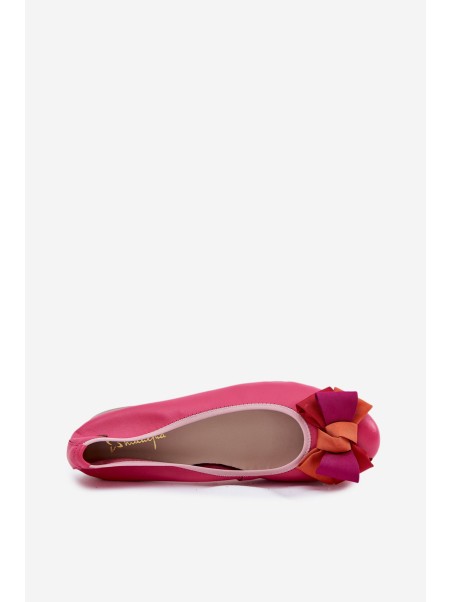 Leather Ballet Flats With Bow Maciejka P6801-15 Fuchsia
