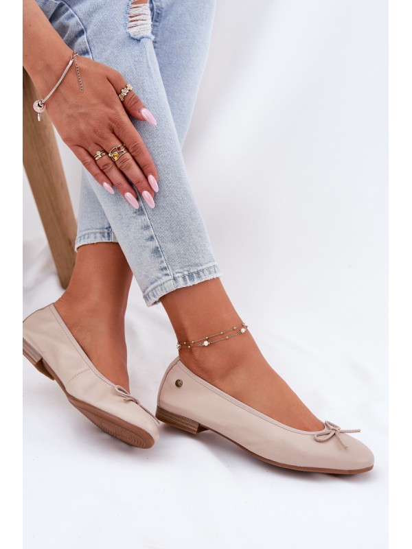 Leather Ballet Flats Women Maciejka P6800-04 Beige