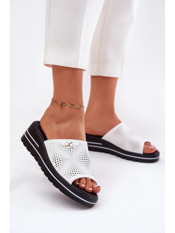 Ladies leather wedges Vinceza 41477 white