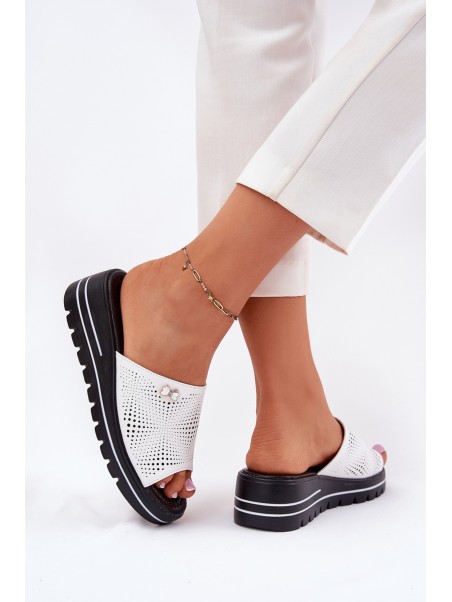 Ladies leather wedges Vinceza 41477 white