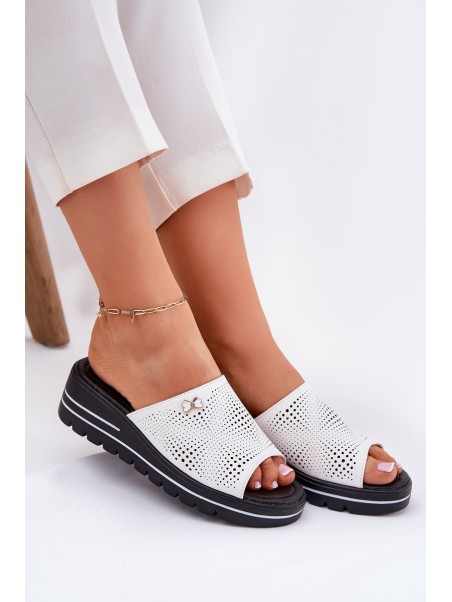 Ladies leather wedges Vinceza 41477 white