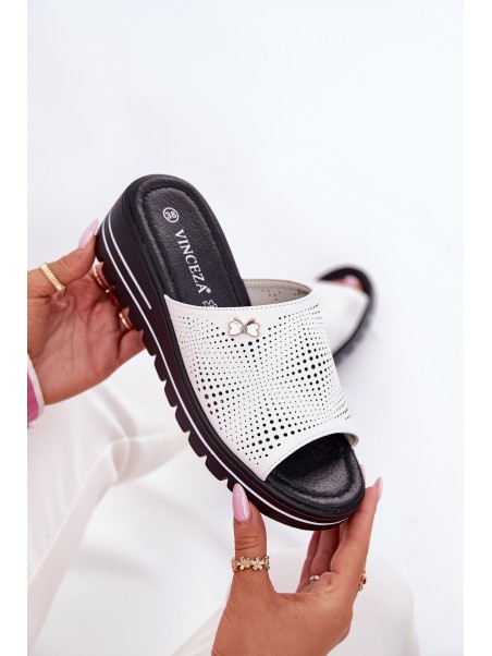 Ladies leather wedges Vinceza 41477 white