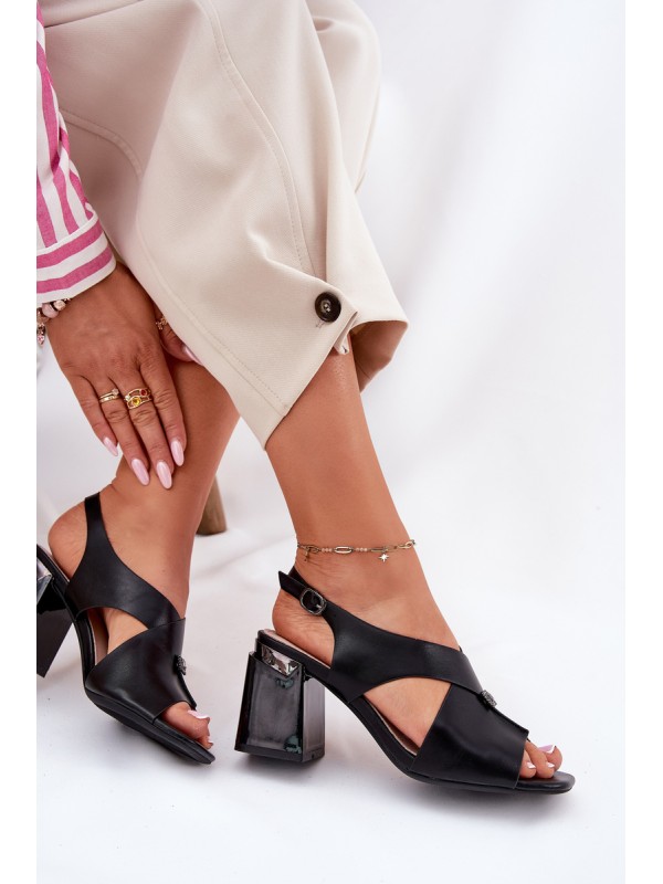 Elegant Women's Heeled Sandals Vinceza 62238 Black