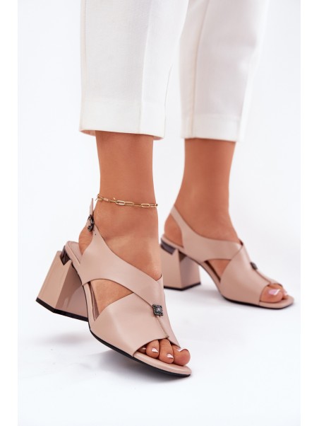 Elegant Women's Heeled Sandals Vinceza 62238 Beige