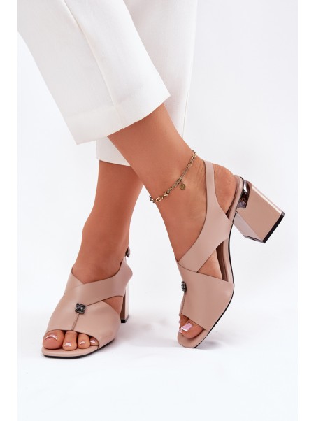 Elegant Women's Heeled Sandals Vinceza 62238 Beige