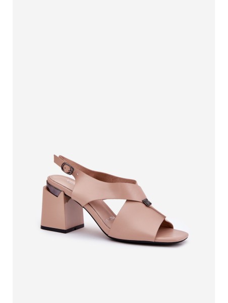 Elegant Women's Heeled Sandals Vinceza 62238 Beige