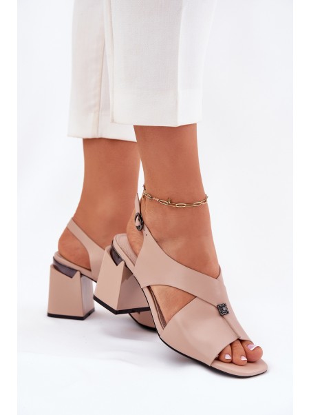 Elegant Women's Heeled Sandals Vinceza 62238 Beige