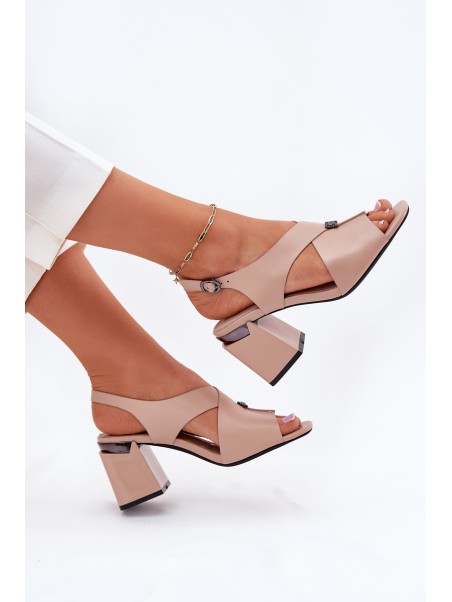 Elegant Women's Heeled Sandals Vinceza 62238 Beige