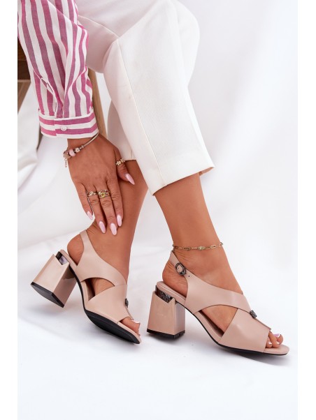 Elegant Women's Heeled Sandals Vinceza 62238 Beige