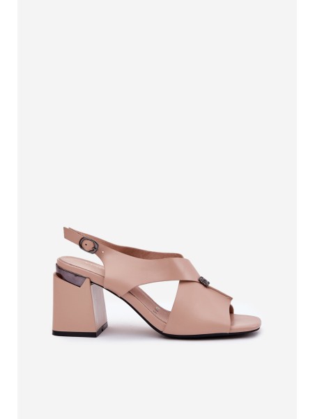 Elegant Women's Heeled Sandals Vinceza 62238 Beige