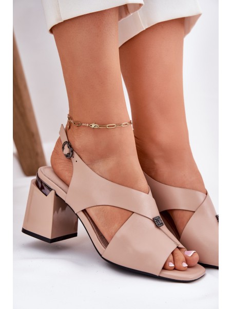 Elegant Women's Heeled Sandals Vinceza 62238 Beige