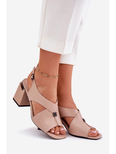 Elegant Women's Heeled Sandals Vinceza 62238 Beige