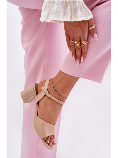 Women's Heeled Sandals Vinceza 20275 Beige
