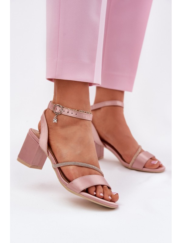 Ladies Sandals On Heel With Zirconia Vinceza 20268 Pink