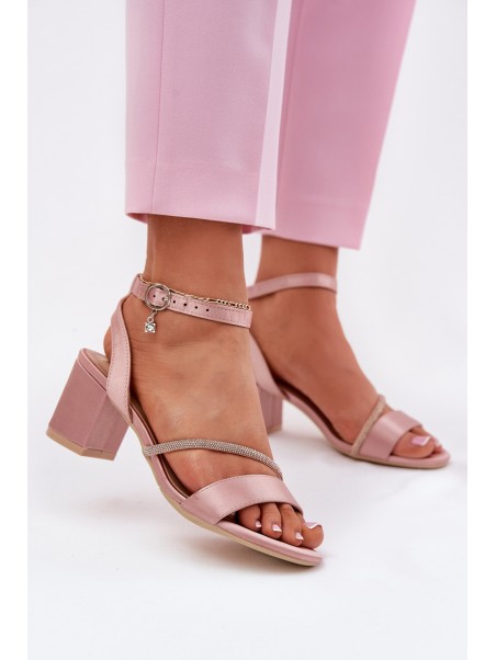 Ladies Sandals On Heel With Zirconia Vinceza 20268 Pink
