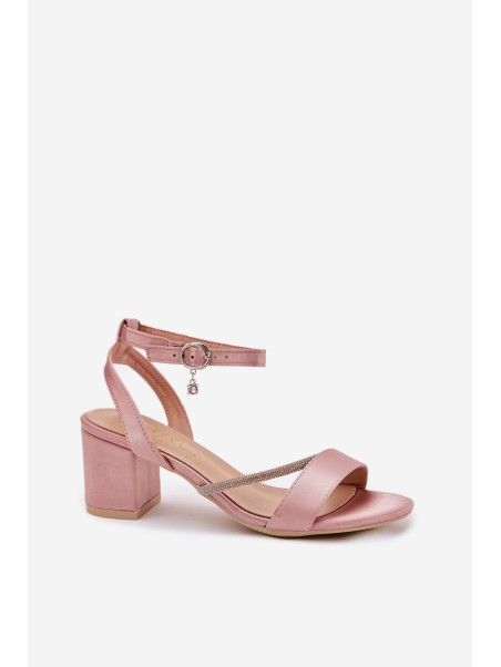 Ladies Sandals On Heel With Zirconia Vinceza 20268 Pink