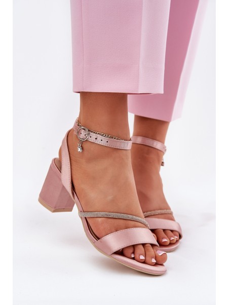 Ladies Sandals On Heel With Zirconia Vinceza 20268 Pink