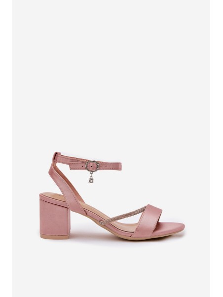 Ladies Sandals On Heel With Zirconia Vinceza 20268 Pink