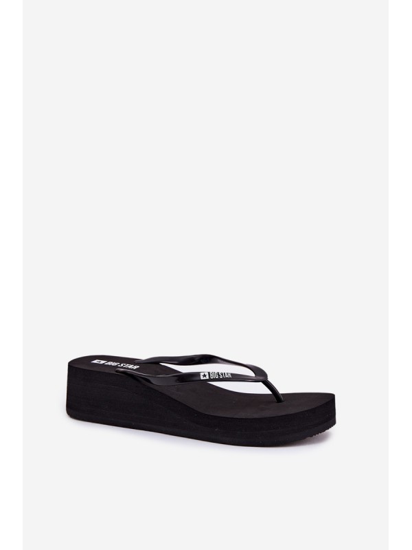 Wedge Heeled Ladies Flip Flops Big Star RR274A549 Black