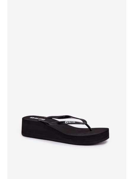 Wedge Heeled Ladies Flip Flops Big Star RR274A549 Black