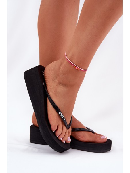 Wedge Heeled Ladies Flip Flops Big Star RR274A549 Black