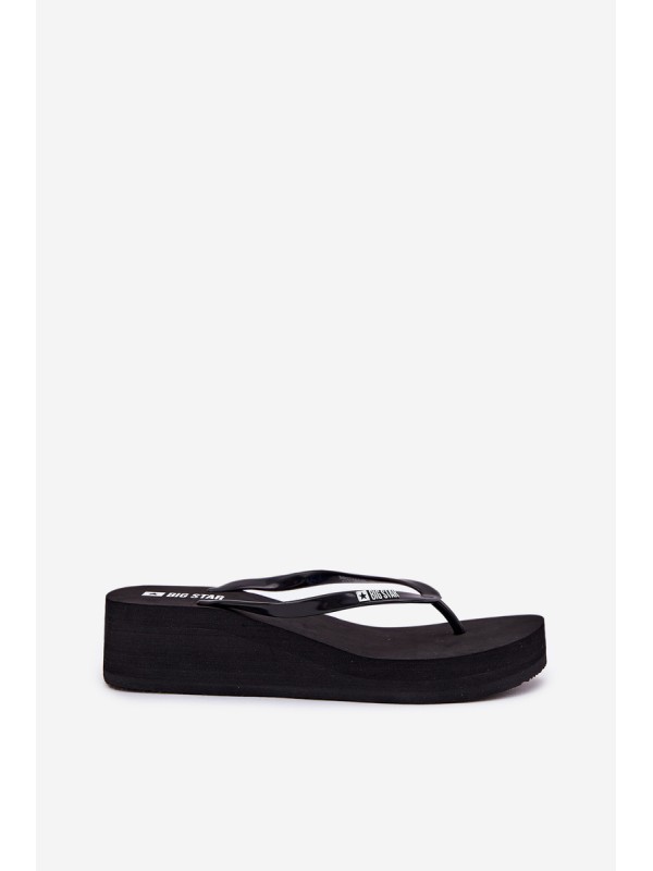 Wedge Heeled Ladies Flip Flops Big Star RR274A549 Black