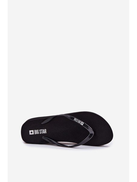 Wedge Heeled Ladies Flip Flops Big Star RR274A549 Black
