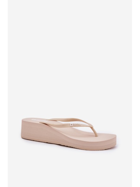Wedge Women Japanese Flip Flops Big Star RR274A551 Beige