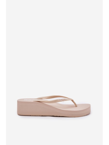 Wedge Women Japanese Flip Flops Big Star RR274A551 Beige