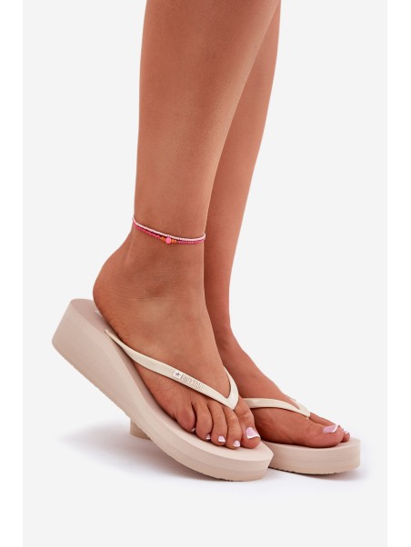 Wedge Women Japanese Flip Flops Big Star RR274A551 Beige