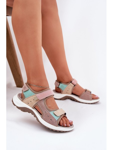 Women's Sports Leather Sandals McKeylor 95347 Beige