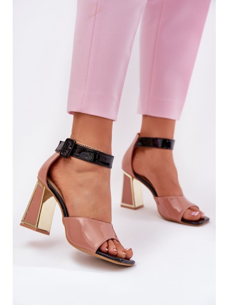 Lacquered Women's Sandals On Heel Vinceza 20266 Pink