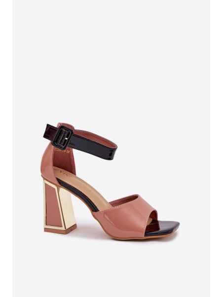 Lacquered Women's Sandals On Heel Vinceza 20266 Pink