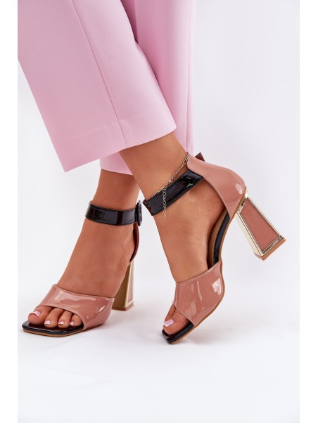 Lacquered Women's Sandals On Heel Vinceza 20266 Pink