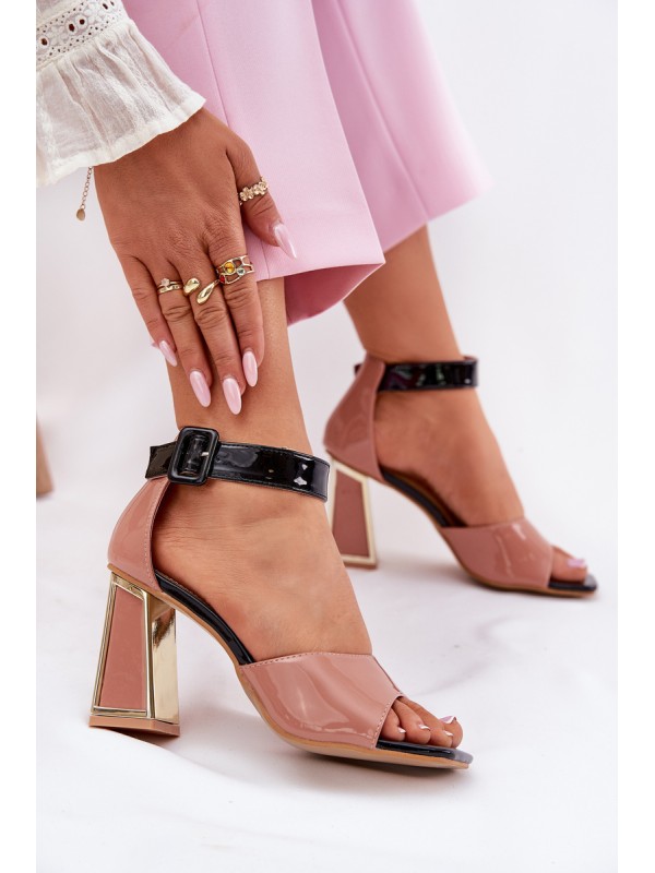 Lacquered Women's Sandals On Heel Vinceza 20266 Pink