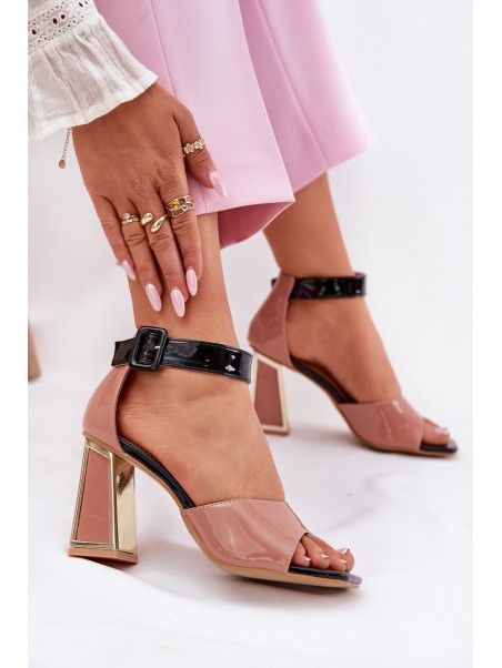 Lacquered Women's Sandals On Heel Vinceza 20266 Pink