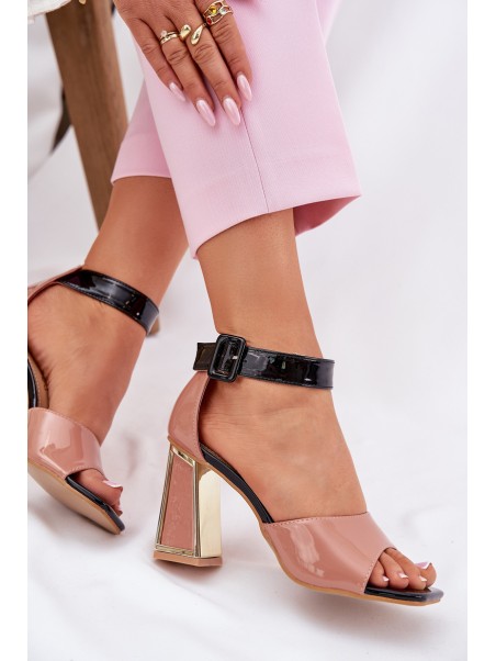 Lacquered Women's Sandals On Heel Vinceza 20266 Pink