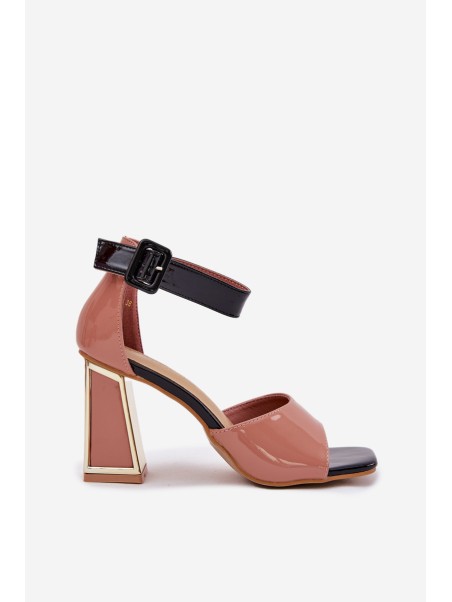 Lacquered Women's Sandals On Heel Vinceza 20266 Pink