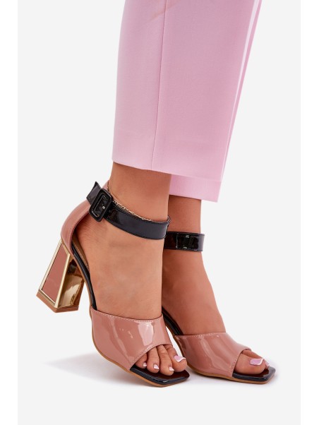 Lacquered Women's Sandals On Heel Vinceza 20266 Pink